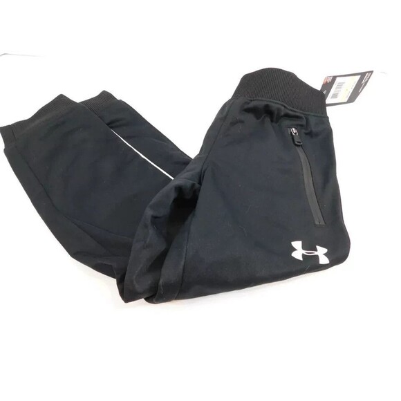 Under Armour Jogger Athletic Kid's Pants  sz 4 Black Zip Pockets - Picture 1 of 4